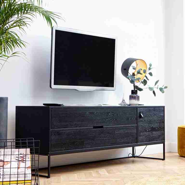 WOOOD TV-meubel Silas Eiken 180cm - zwart - Exclusive