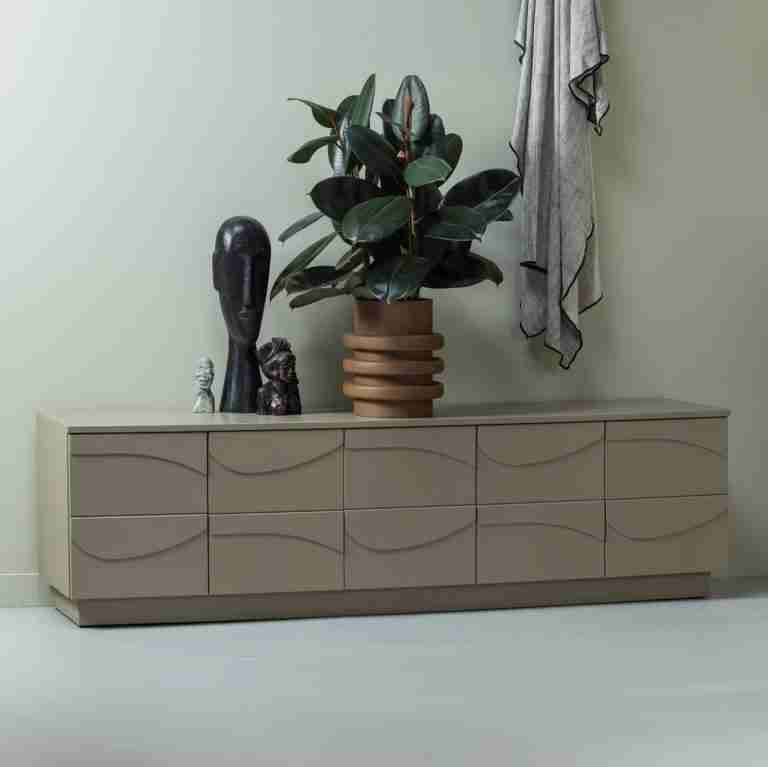 WOOOD TV-meubel Teo Grenenhout, 180cm - Mud - Japandi - Exclusive
