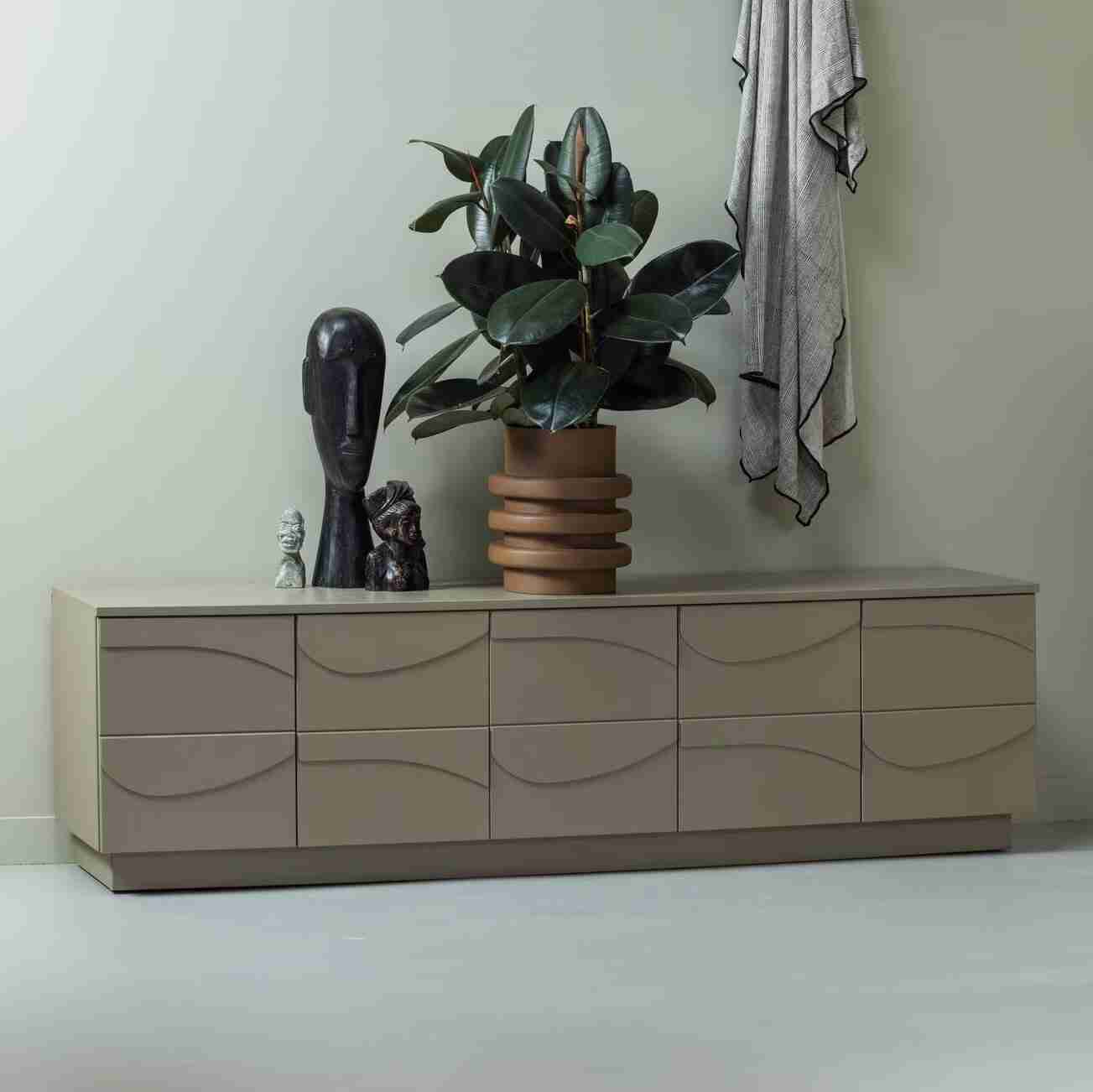 WOOOD TV-meubel Teo Grenenhout, 180cm - Mud - Japandi - Exclusive
