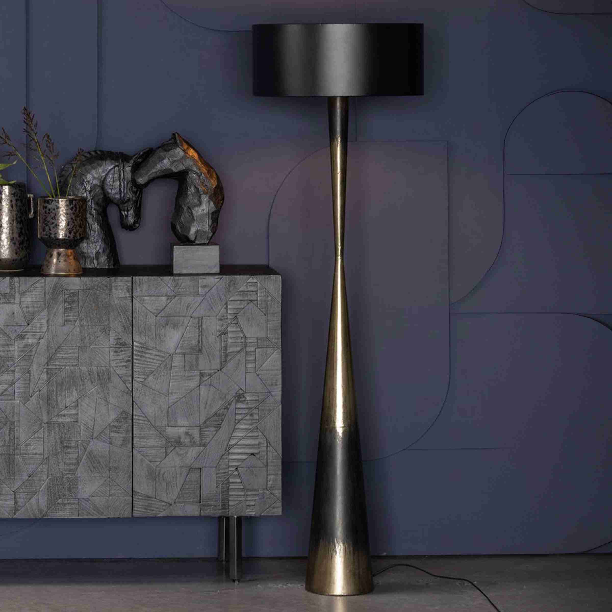 WOOOD Vloerlamp Blackout Too - Zwart - BePureHome