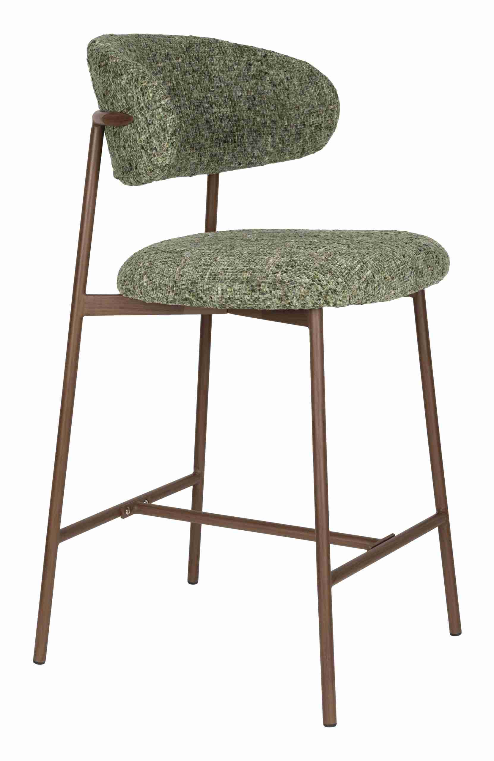 ZILT Barstoel Arlena Geweven stof - Groen (zithoogte 65cm)