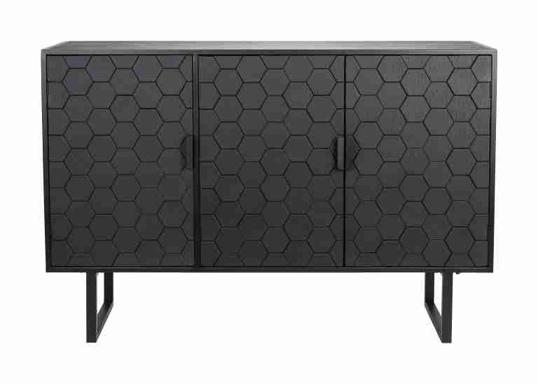 ZILT Dressoir Derrius Dennenhout, 135cm, kleu zwart