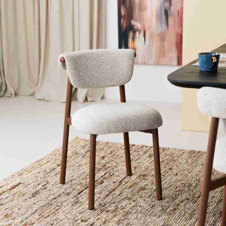 ZILT Eetkamerstoel Jeremey Geweven stof en hout - Beige