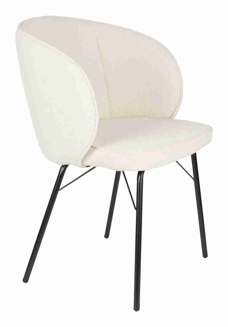 ZILT Eetkamerstoel Lysandra Bouclé - Off White