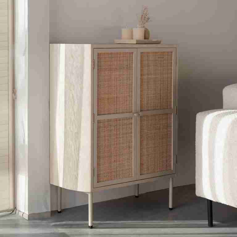 ZILT Opbergkast Meja Rattan, 100 x 80cm - Beige