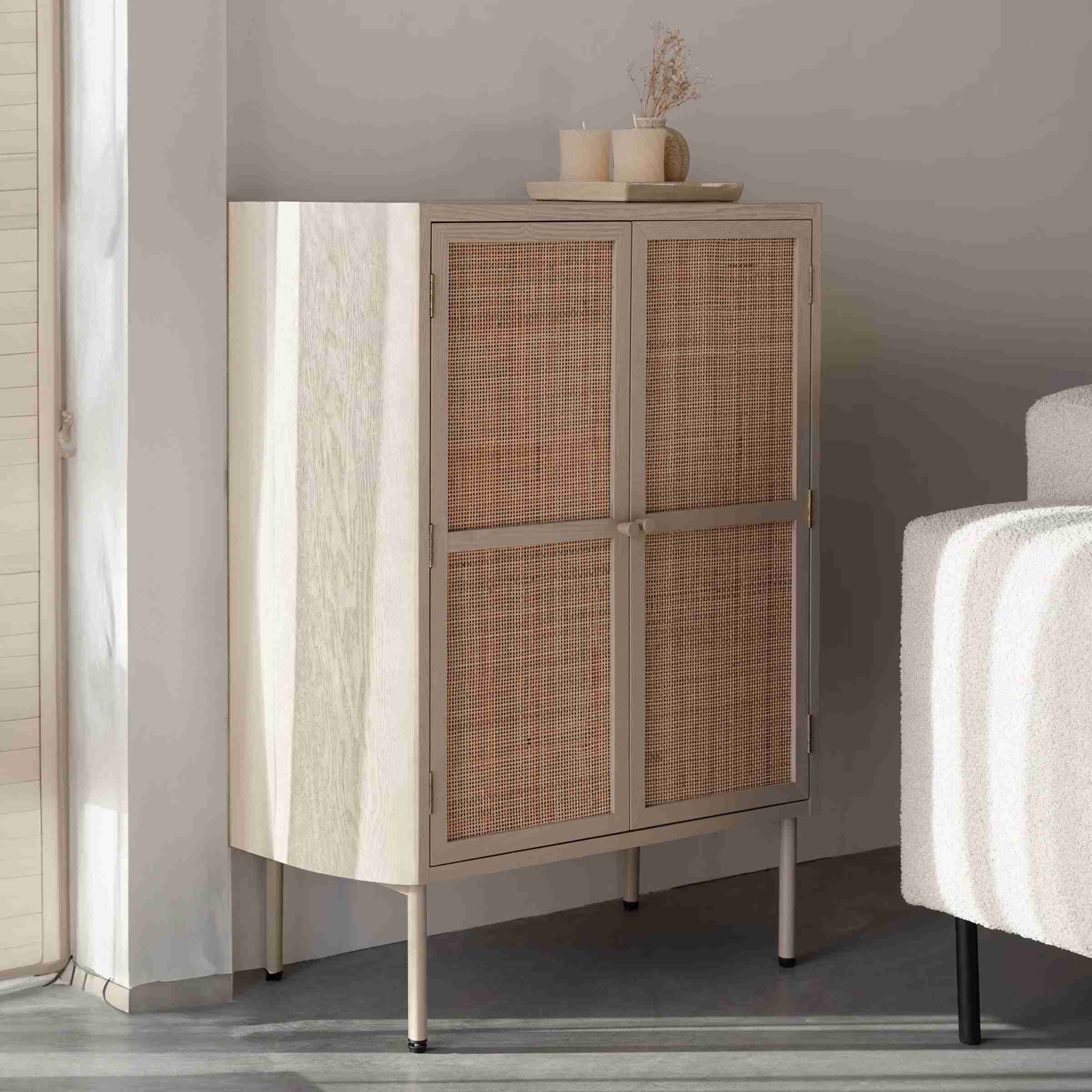 ZILT Opbergkast Meja Rattan, 100 x 80cm - Beige