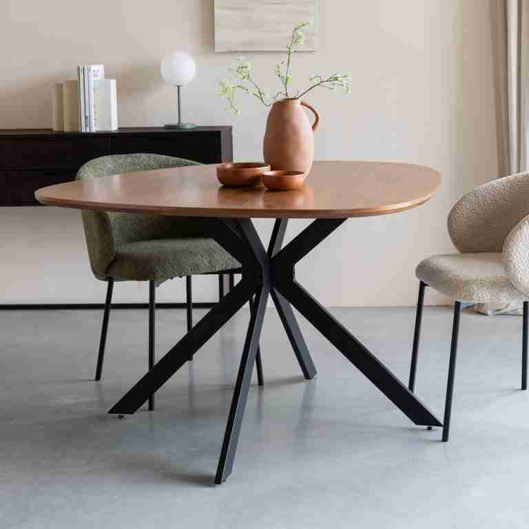 ZILT Organische Eettafel Lissete MDF, 110 x 110cm - Bruin
