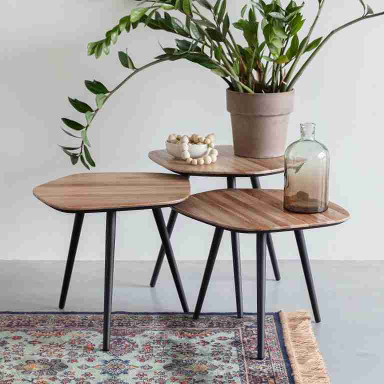 ZILT Organische Salontafel Tyquan Set van 3 stuks - Bruin