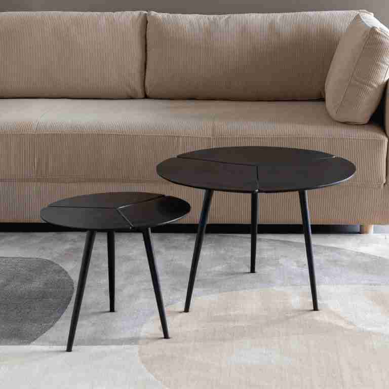 ZILT Ronde Bijzettafel Lianne Set van 2 stuks - Zwart