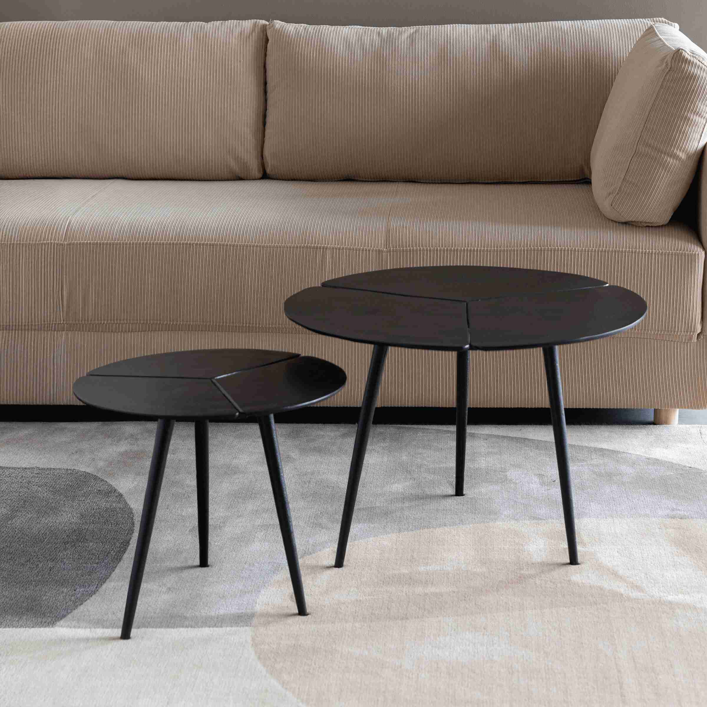 ZILT Ronde Bijzettafel Lianne Set van 2 stuks - Zwart