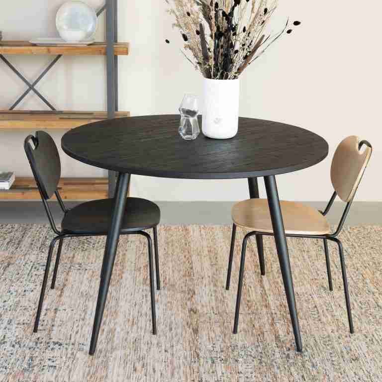 ZILT Ronde Eettafel Everton Teakhout, 110cm - Zwart