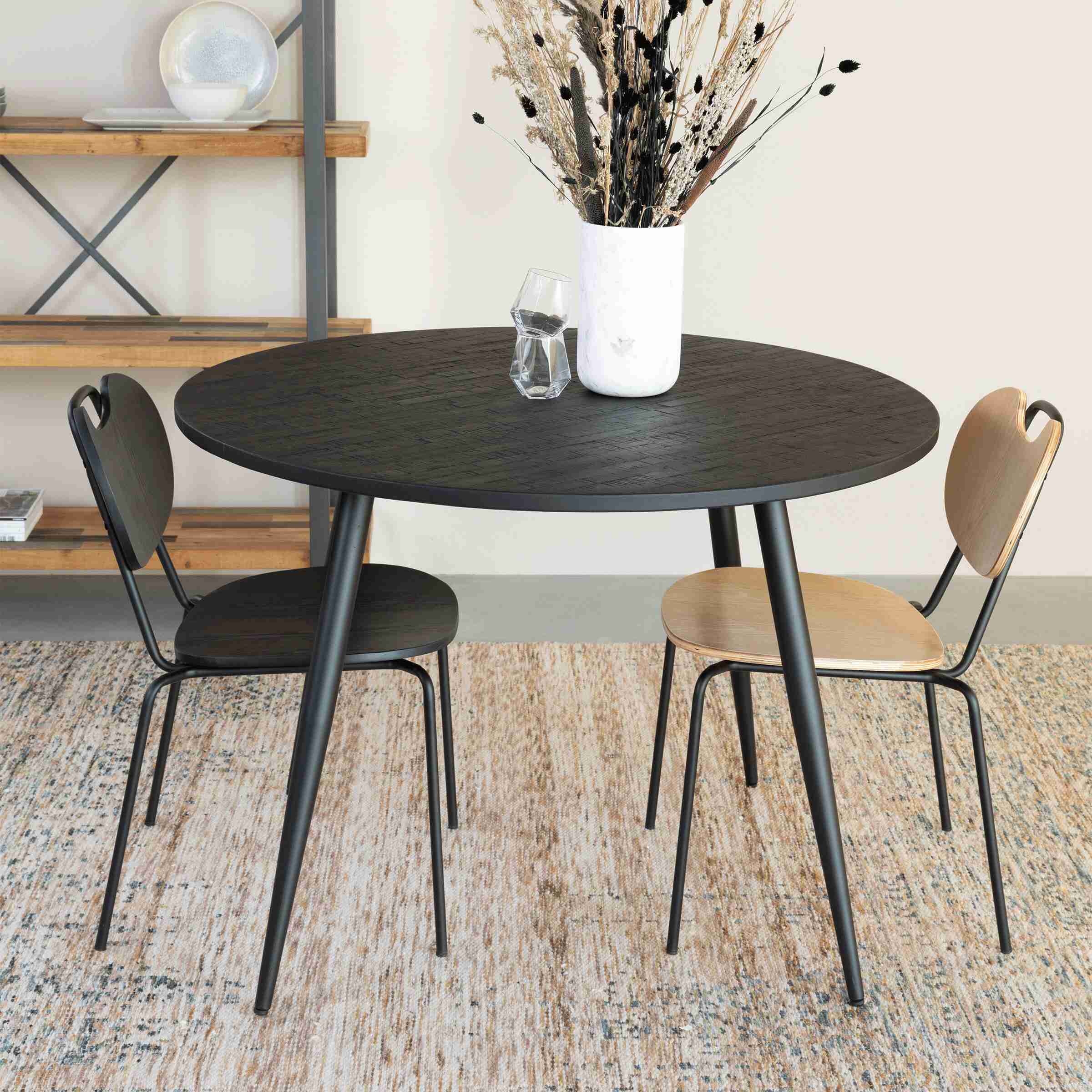 ZILT Ronde Eettafel Everton Teakhout, 110cm - Zwart