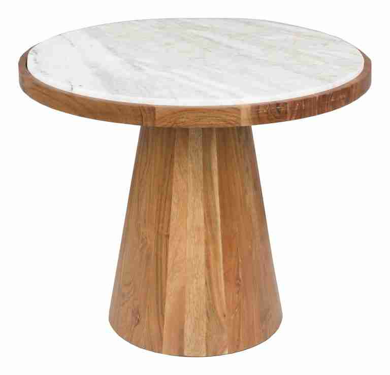 ZILT Ronde Salontafel Dejuan Marmer en acaciahout, 50cm - Naturel
