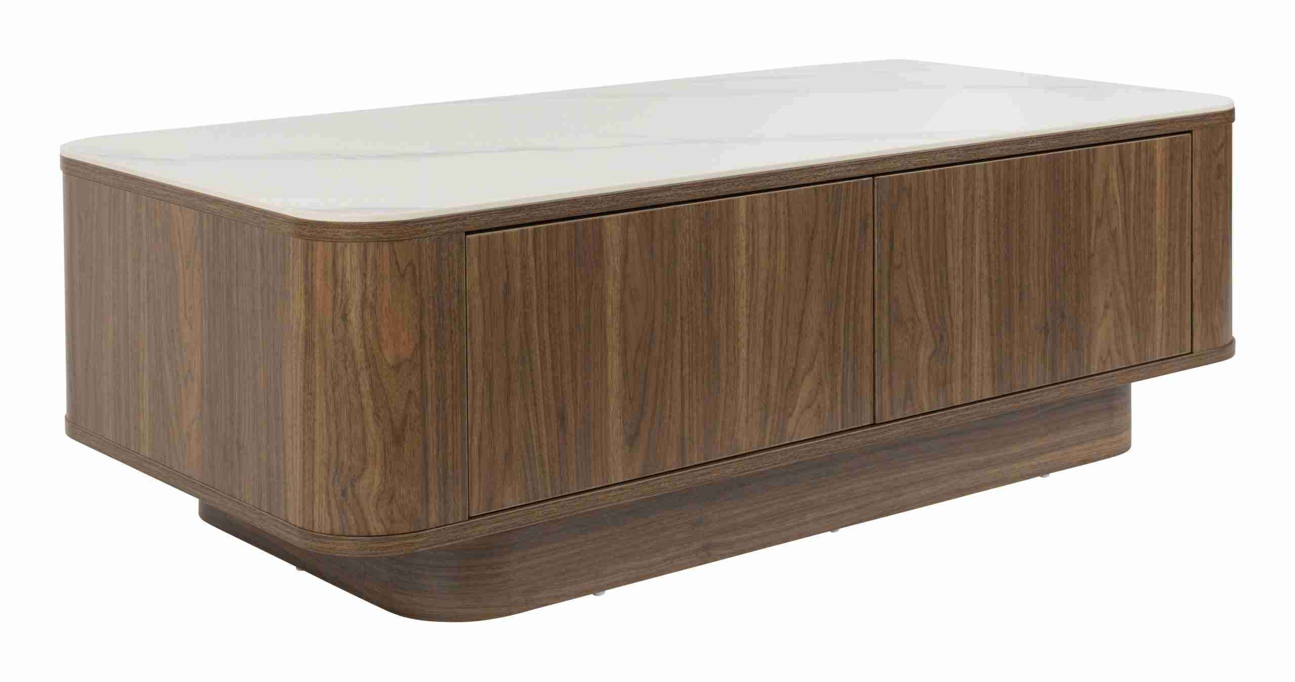 ZILT Salontafel Nathen Walnoot en marmerlook, 120 x 60cm - Bruin