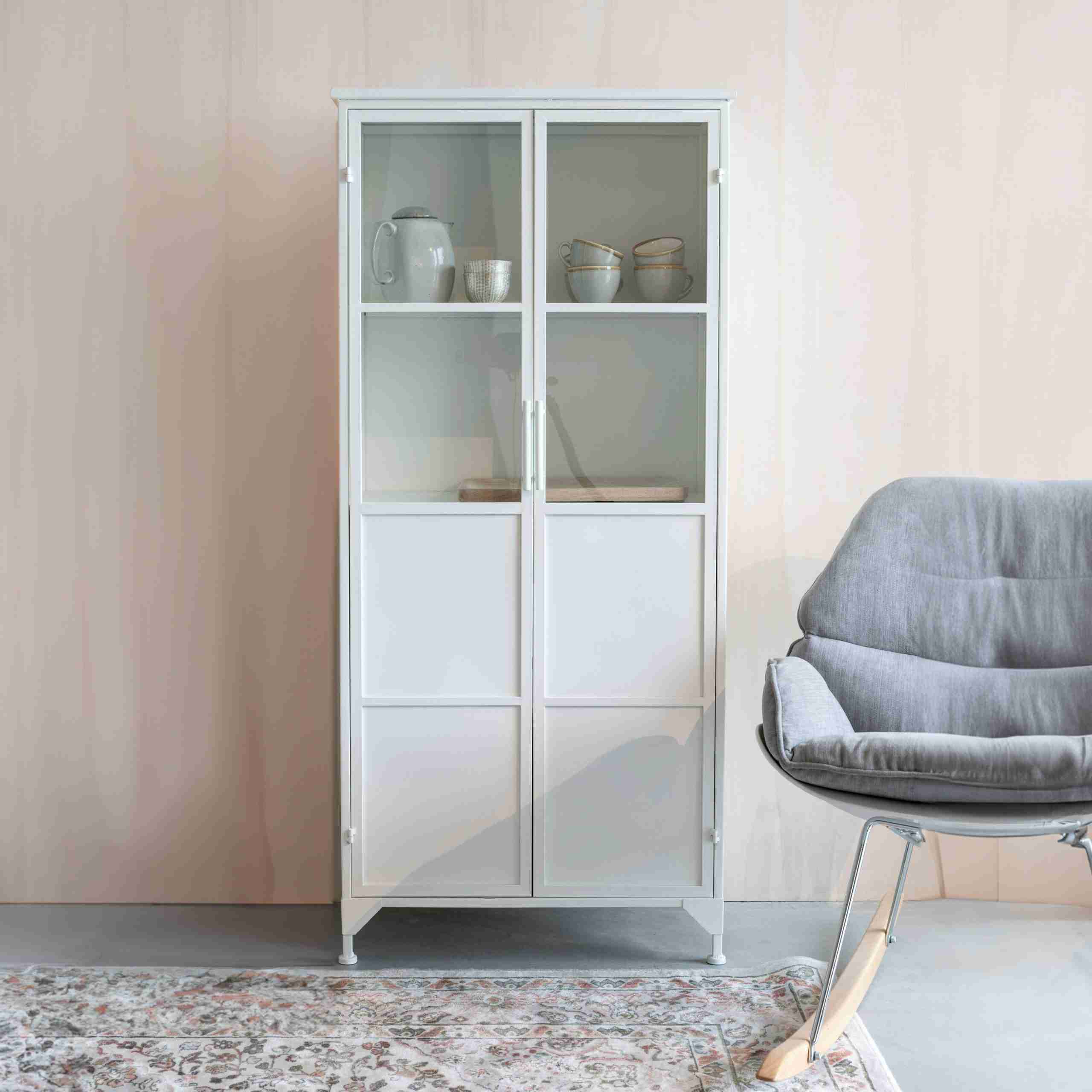 ZILT Vitrinekast Majah metaal 150 x 68cm - Wit