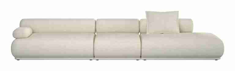 Zuiver 4,5-zits Bank Rembrandt 455cm, Links, Ribstof - Beige