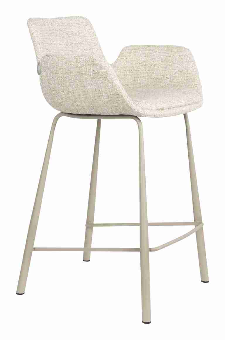 Zuiver Barkruk Brit Grof Bouclé - Beige (zithoogte 67cm)