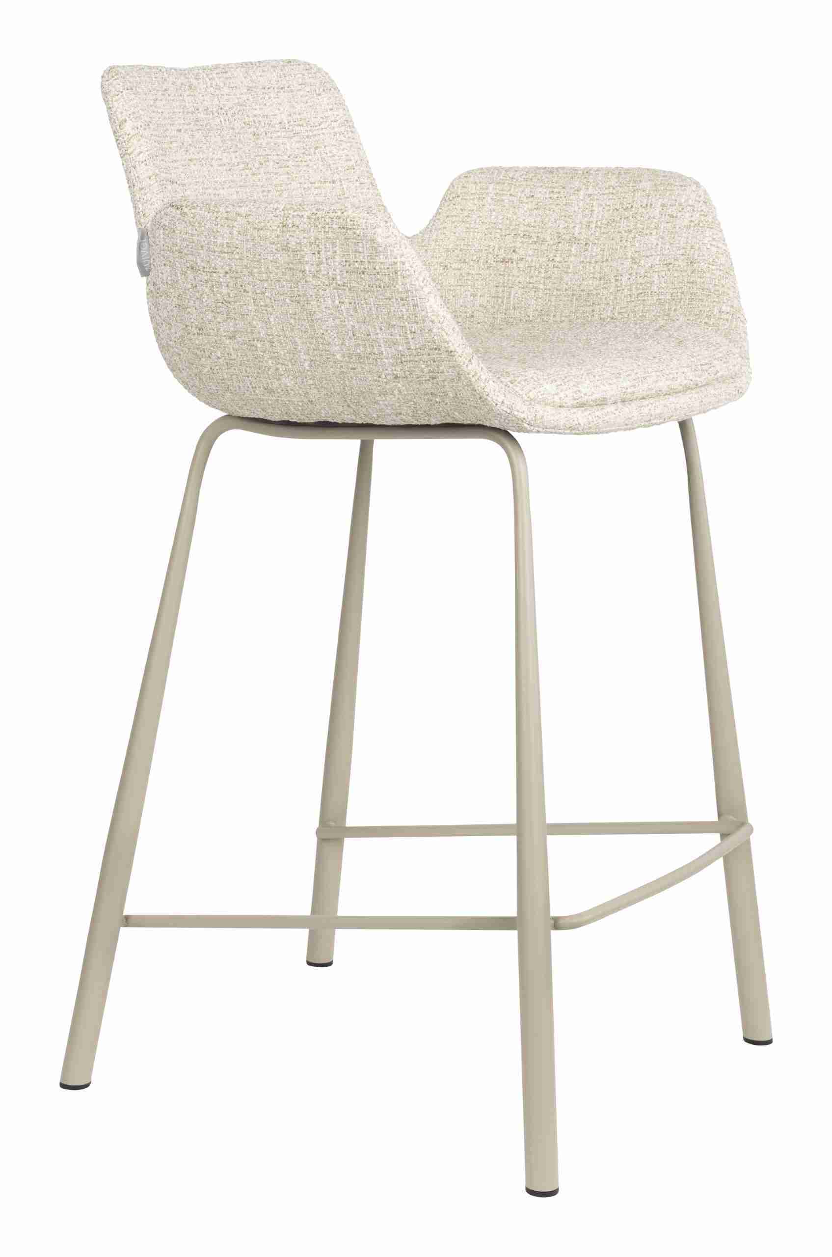 Zuiver Barkruk Brit Grof Bouclé - Beige (zithoogte 67cm)