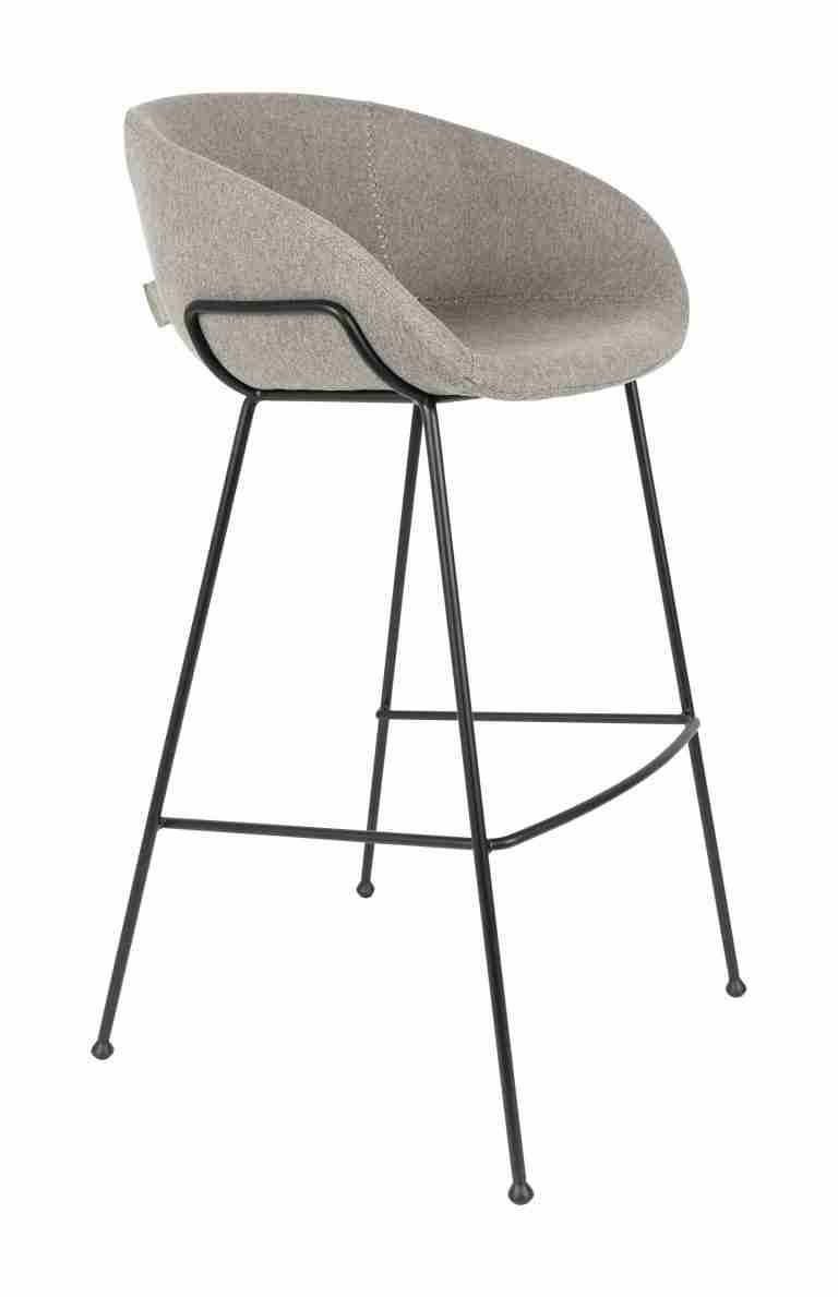 Zuiver Barkruk Feston Stof - Grijs (zithoogte 76cm)