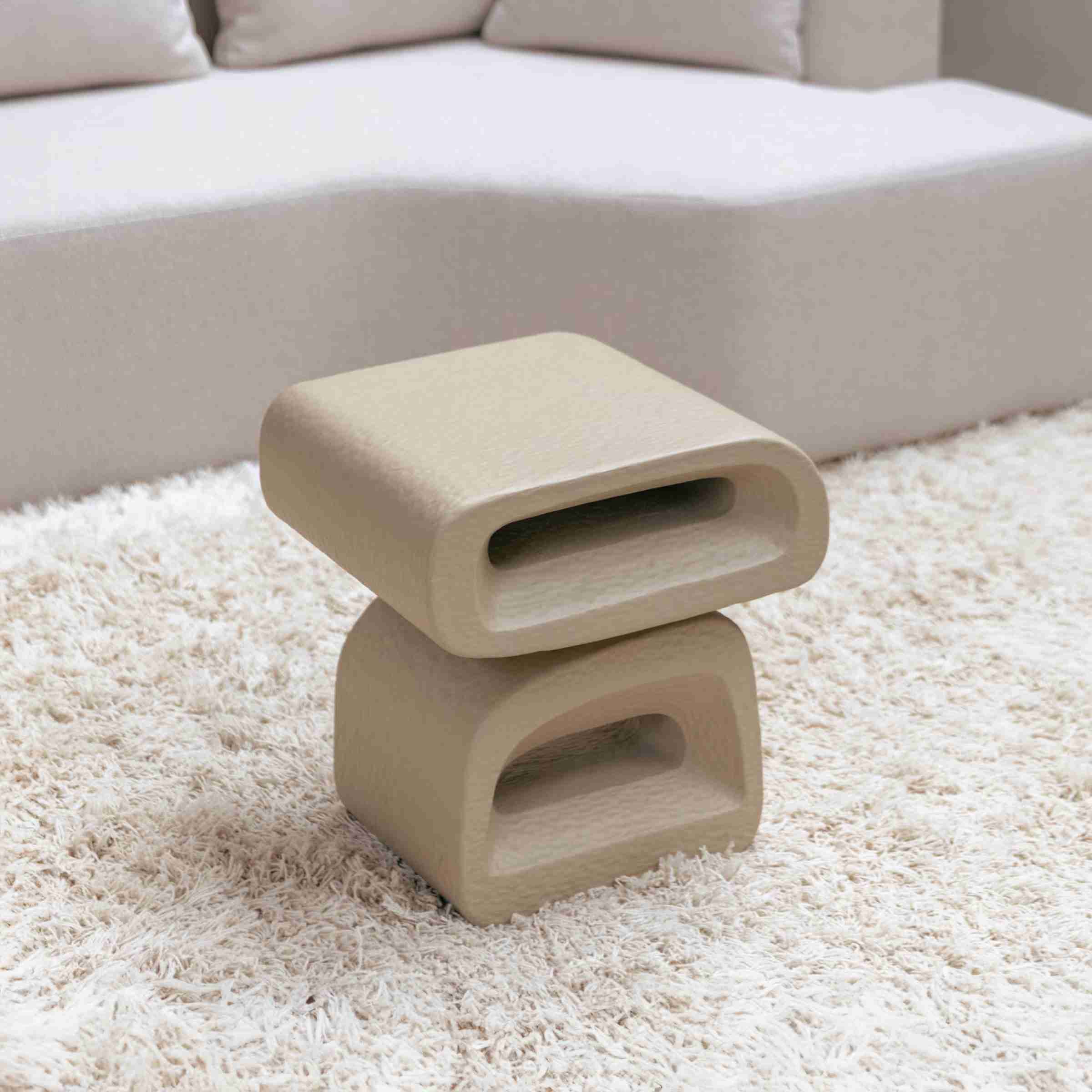 Zuiver Bijzettafel Eddy Resin, 43 x 35cm - Beige