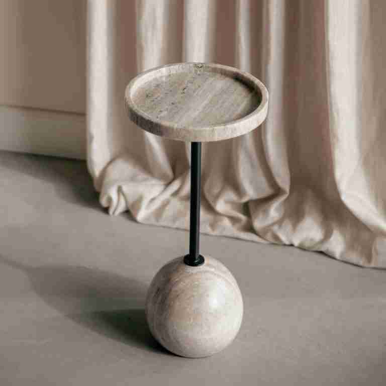 Zuiver Ronde Bijzettafel Cocktail Marmer, 25cm - Grijs