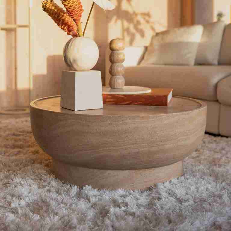 Zuiver Ronde Salontafel Noble Travertinlook, 80cm - Beige