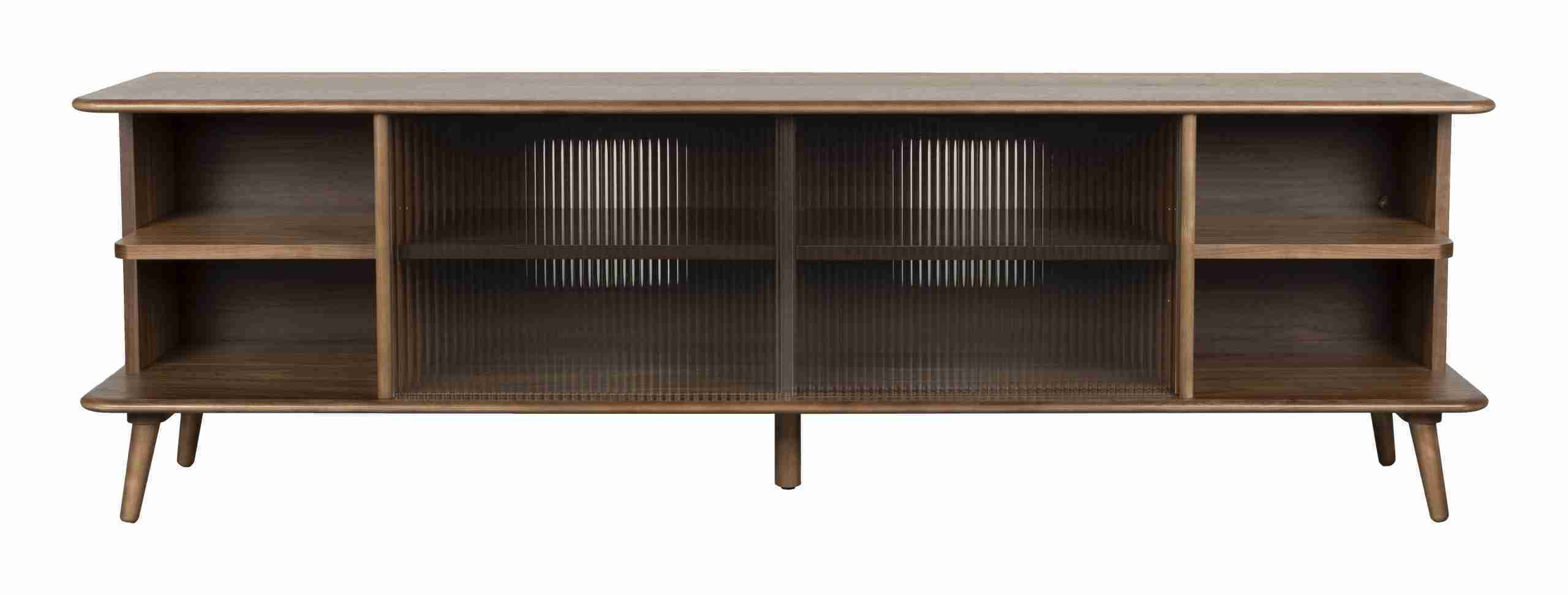 Zuiver TV-meubel Rise Walnootlook en glas, 180cm - Bruin