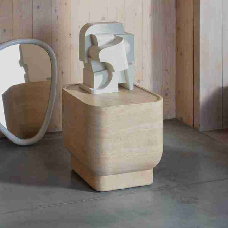 Zuiver Vierkante Bijzettafel Noble Travertinlook, 45 x 45cm - Beige