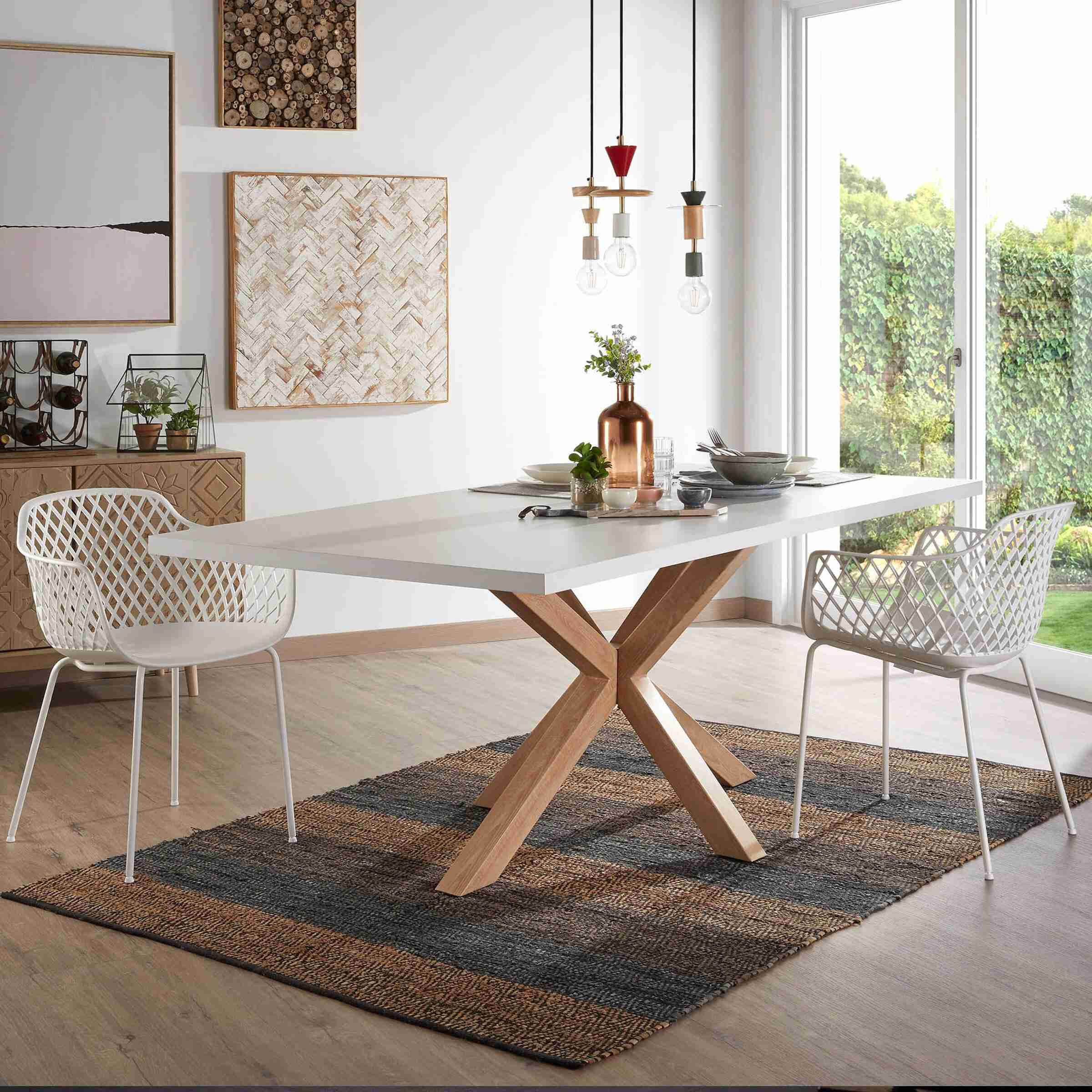 Kave Home Eettafel 'Argo' Eiken/Wit, 200 x 100cm
