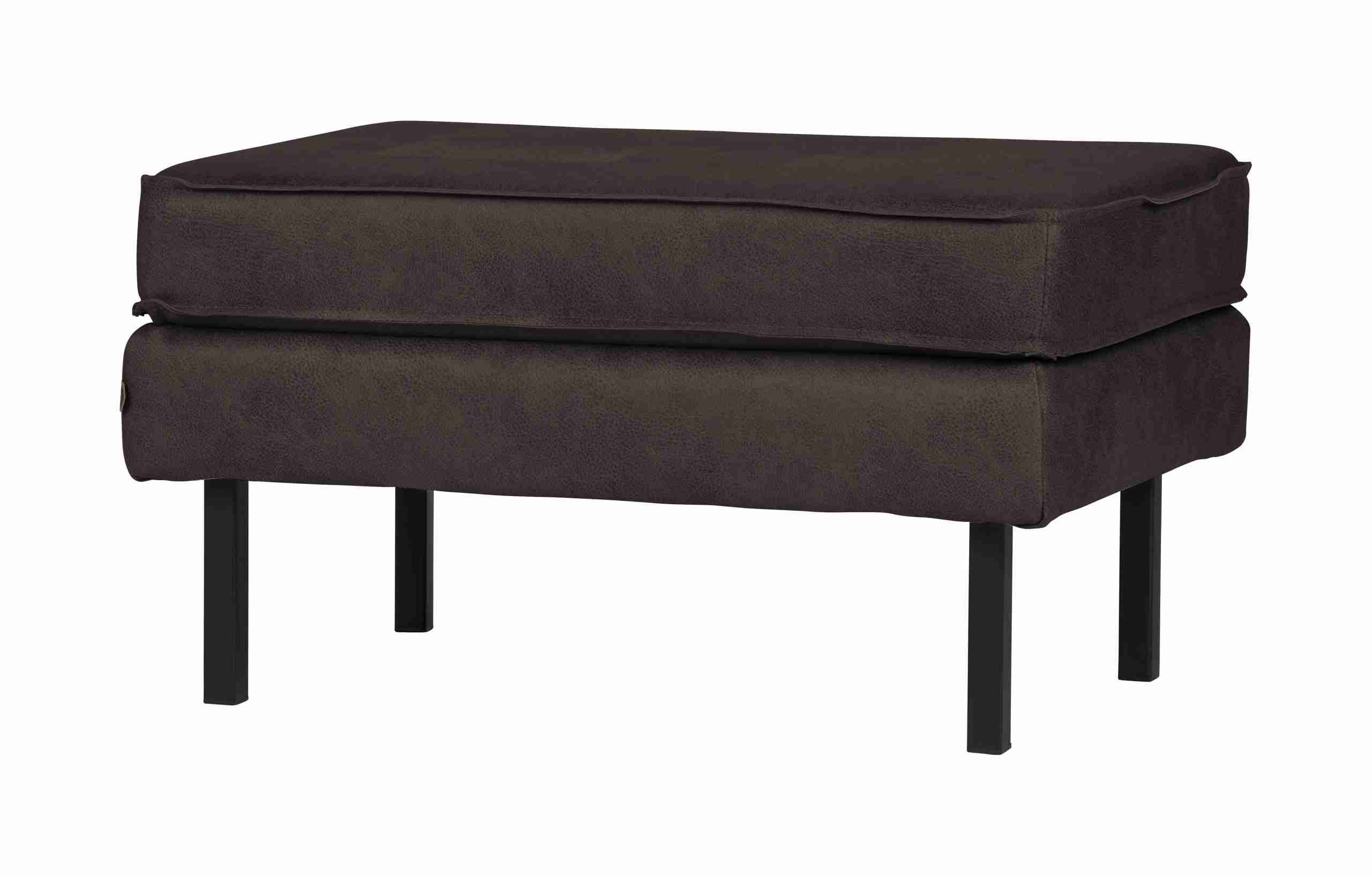 WOOOD Hocker 'Rodeo' Eco leder, kleur Zwart