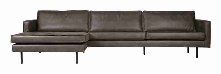 WOOOD Loungebank Rodeo Links, Eco Leder - Antraciet - BePureHome