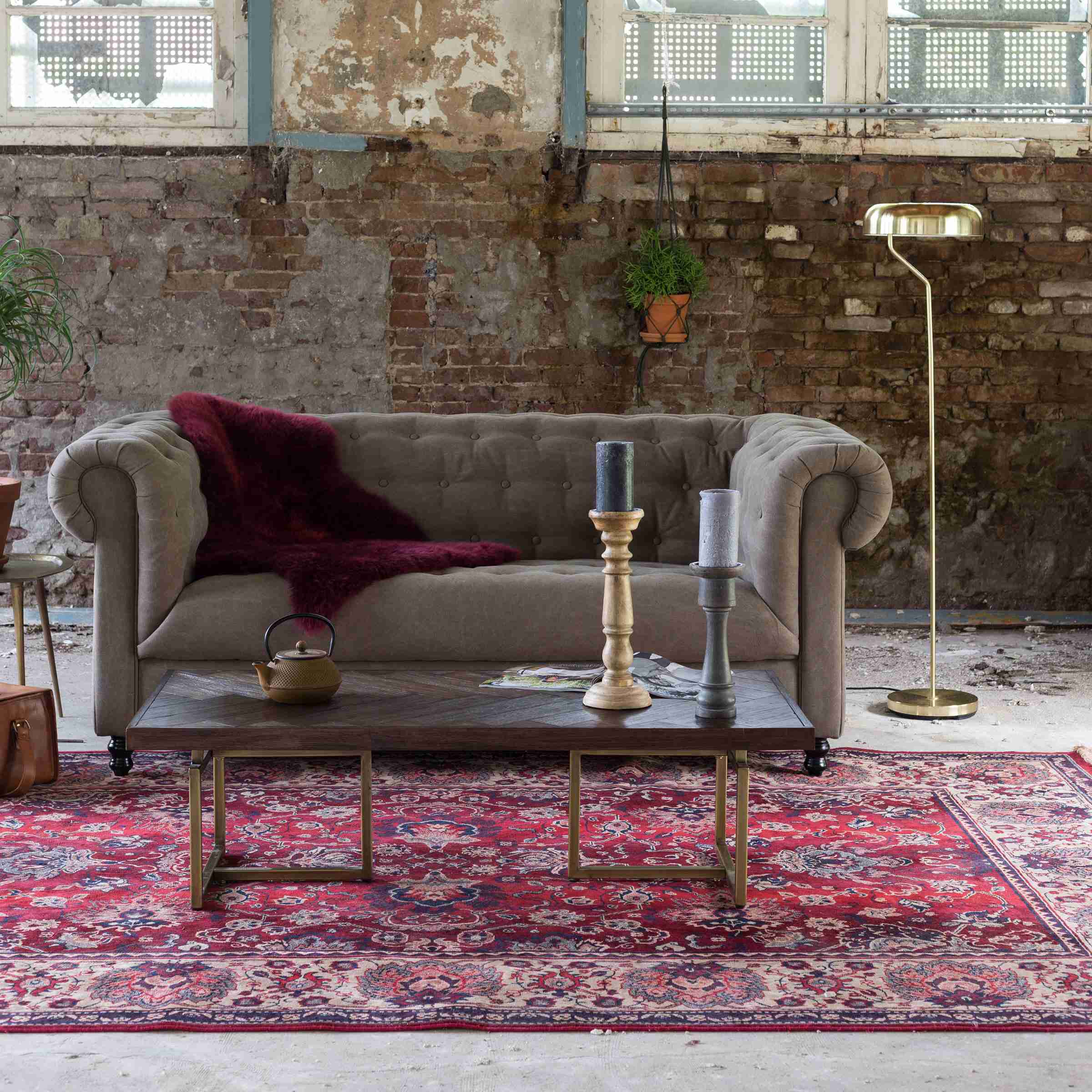 Dutchbone Vloerkleed 'Bid' 170 x 240cm, kleur Old Red