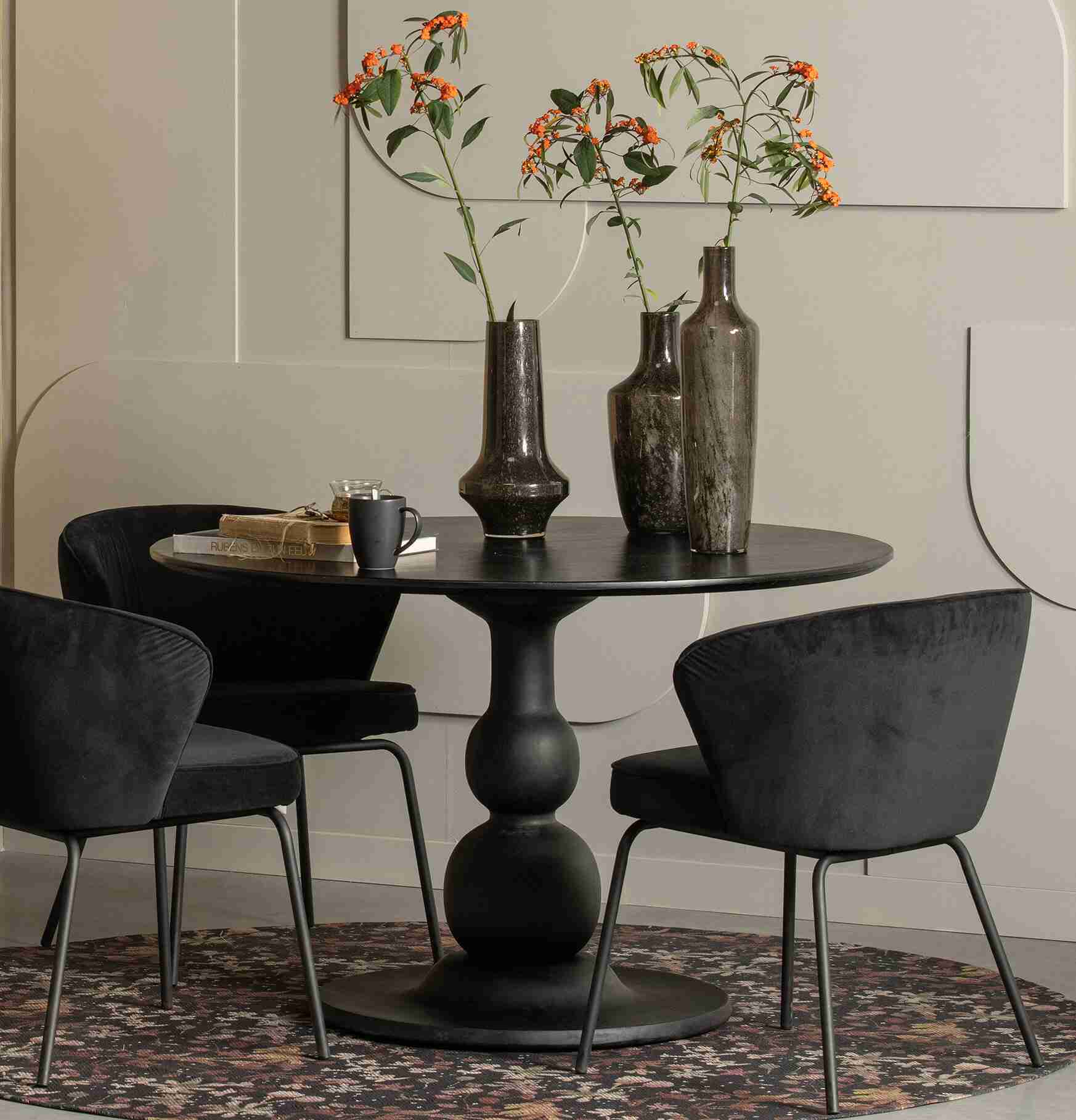 WOOOD Ronde Eettafel 'Blanco' Ø120cm, kleur Zwart