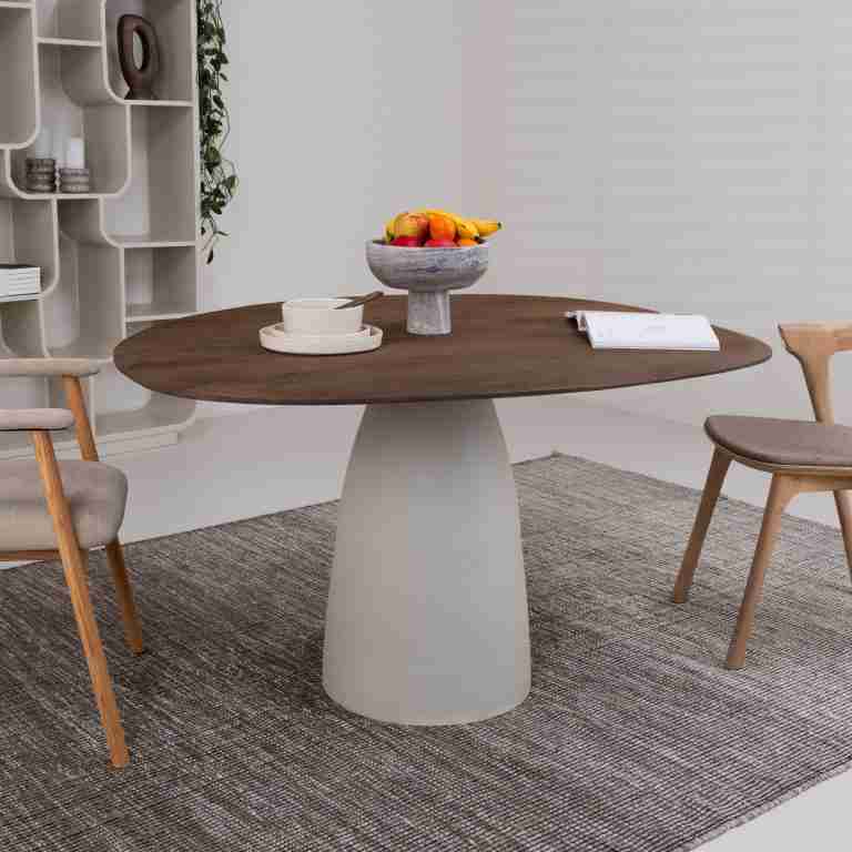 Sohome Organische Eettafel Madin Mangohout, 140 cm - Ivoor
