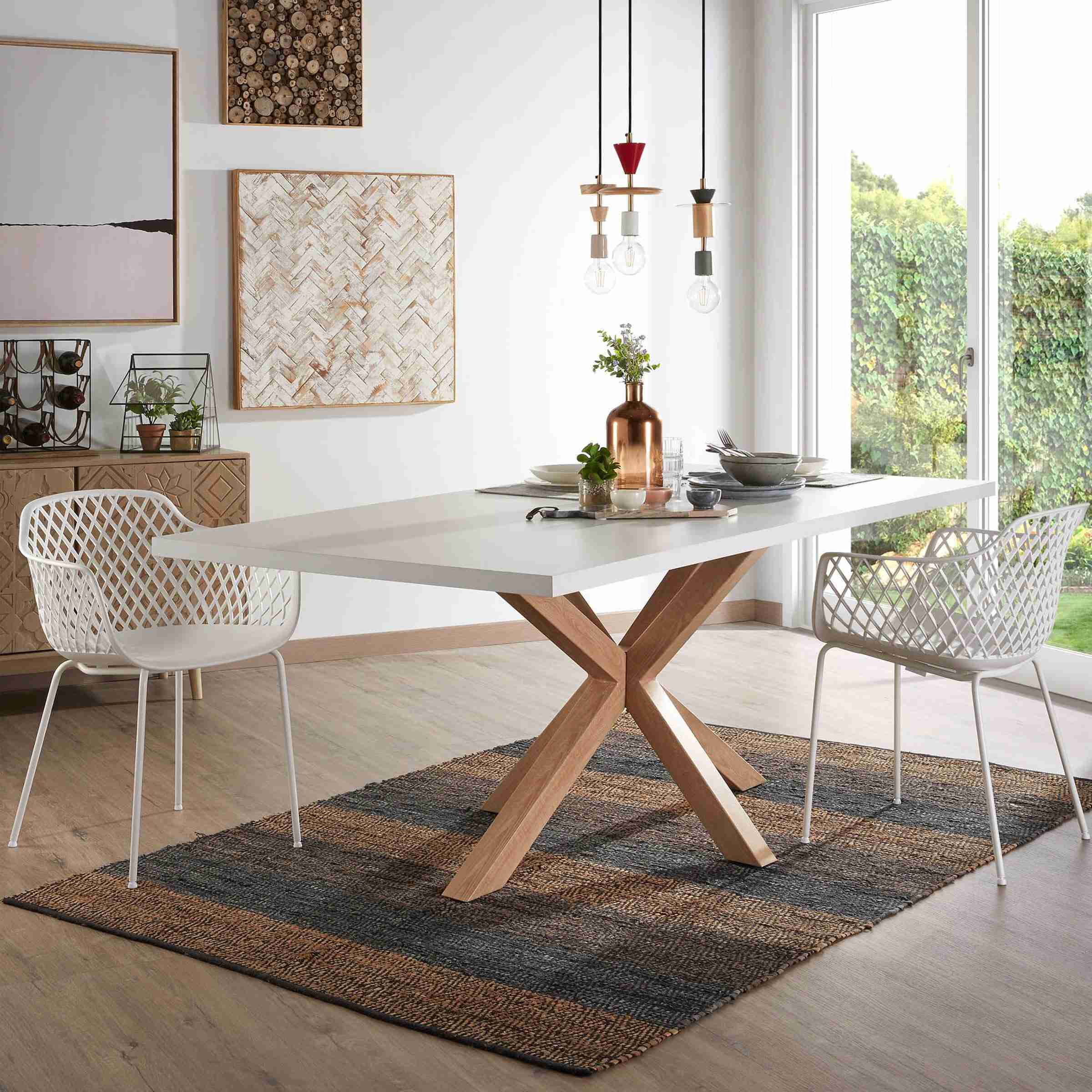 Kave Home Eettafel 'Argo' Eiken/Wit, 180 x 100cm