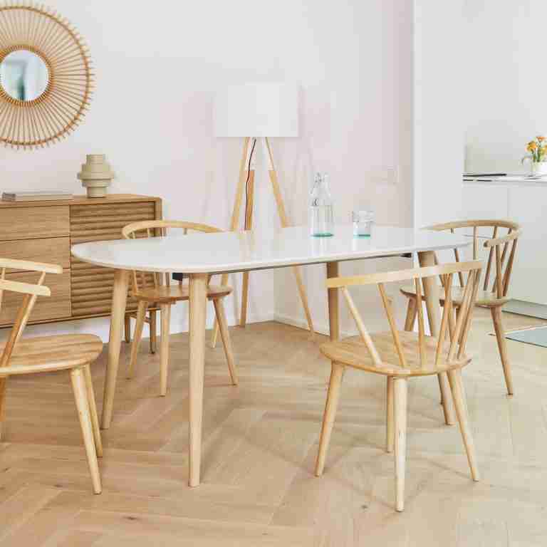 Kave Home Uitschuifbare Ovale Eettafel 'Oqui' 160 - 260 x 100cm, kleur Wit