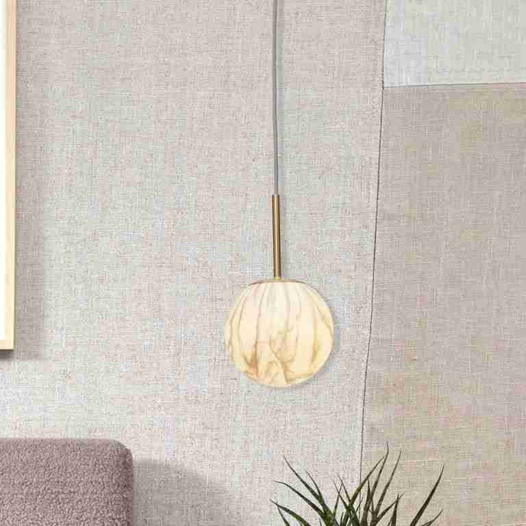 its about RoMi Hanglamp Carrara 16cm, Glas, Marmerlook - Wit