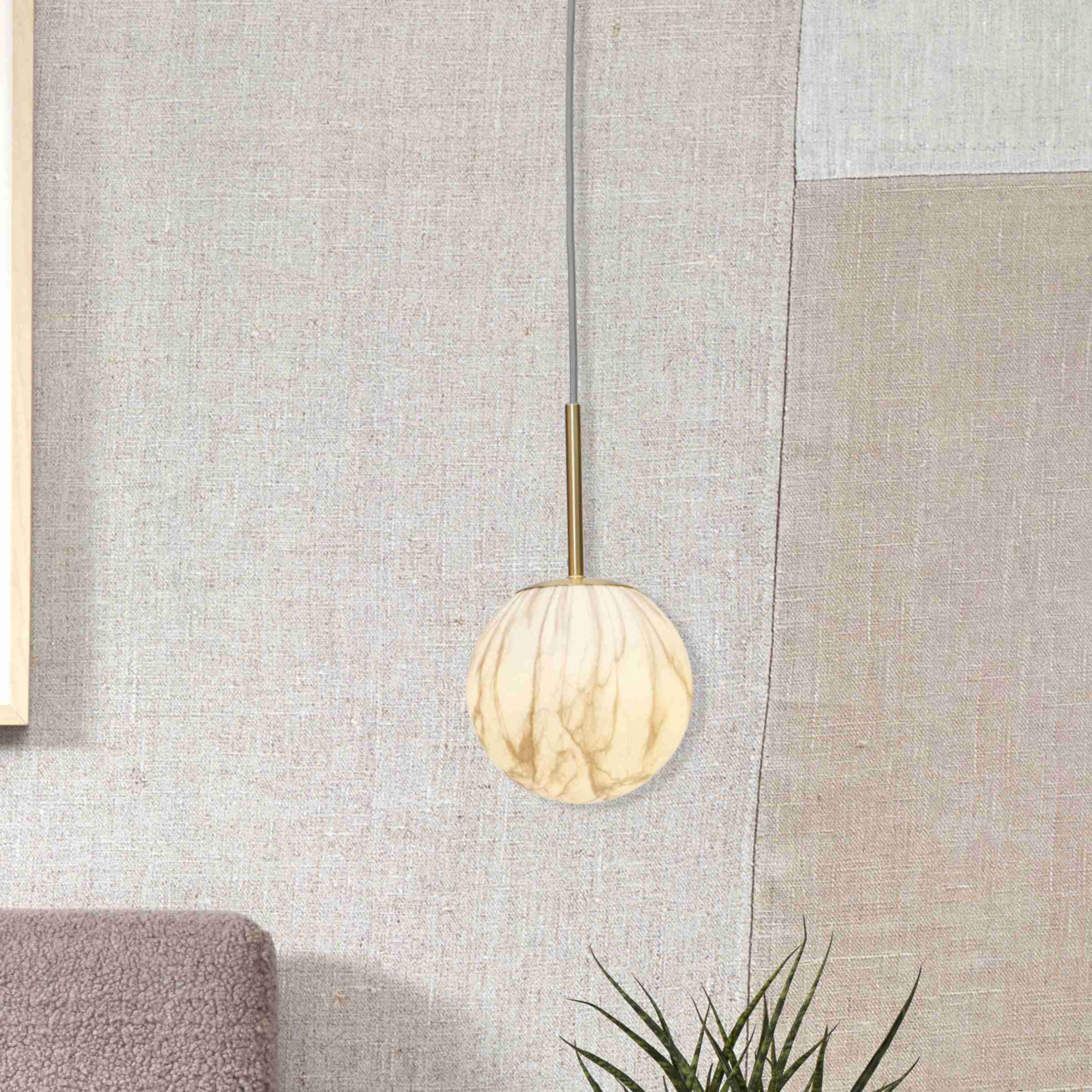 its about RoMi Hanglamp Carrara 16cm, Glas, Marmerlook - Wit