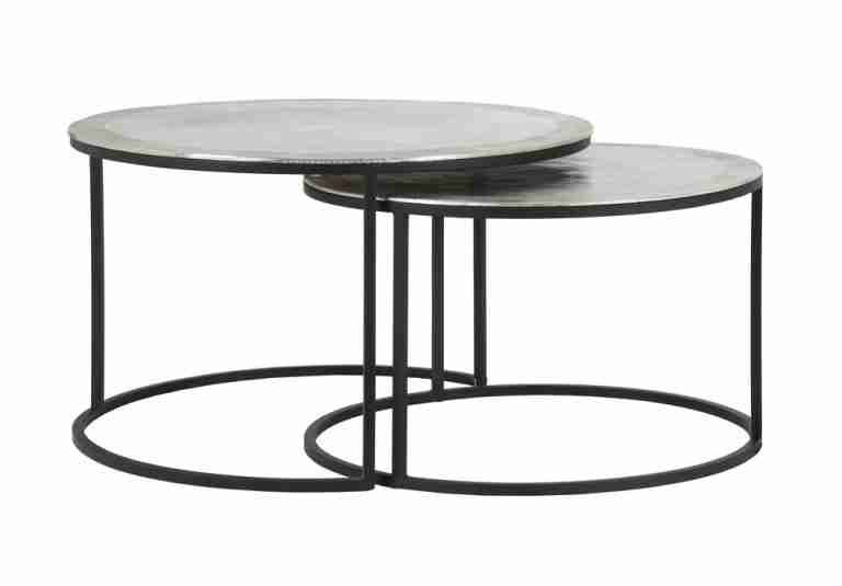 Light & Living Salontafel 'Talca' Set van 2 stuks, 67/75cm, kleur Nikkel