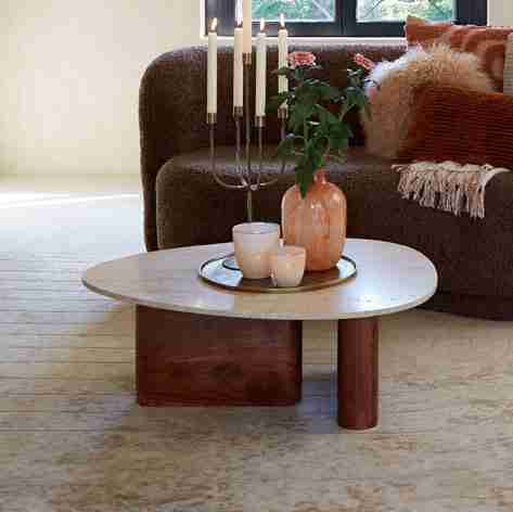 Light & Living Salontafel 'Mahelona' Travertin en Acaciahout, 90 x 72cm