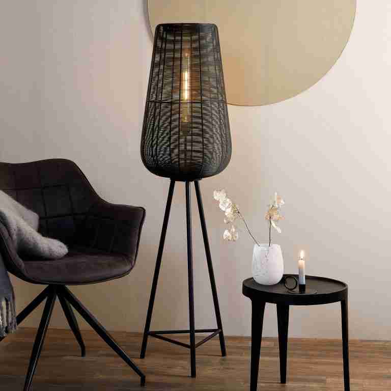 Light & Living Vloerlamp 'Adeta', mat zwart, 135cm hoog