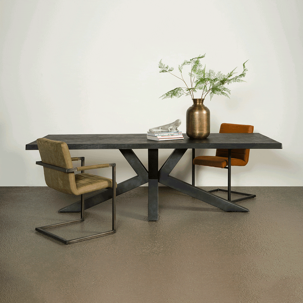 Tower Living Eettafel 'Sovana' Acacia Boomstam kleur Zwart, 260 x 100cm