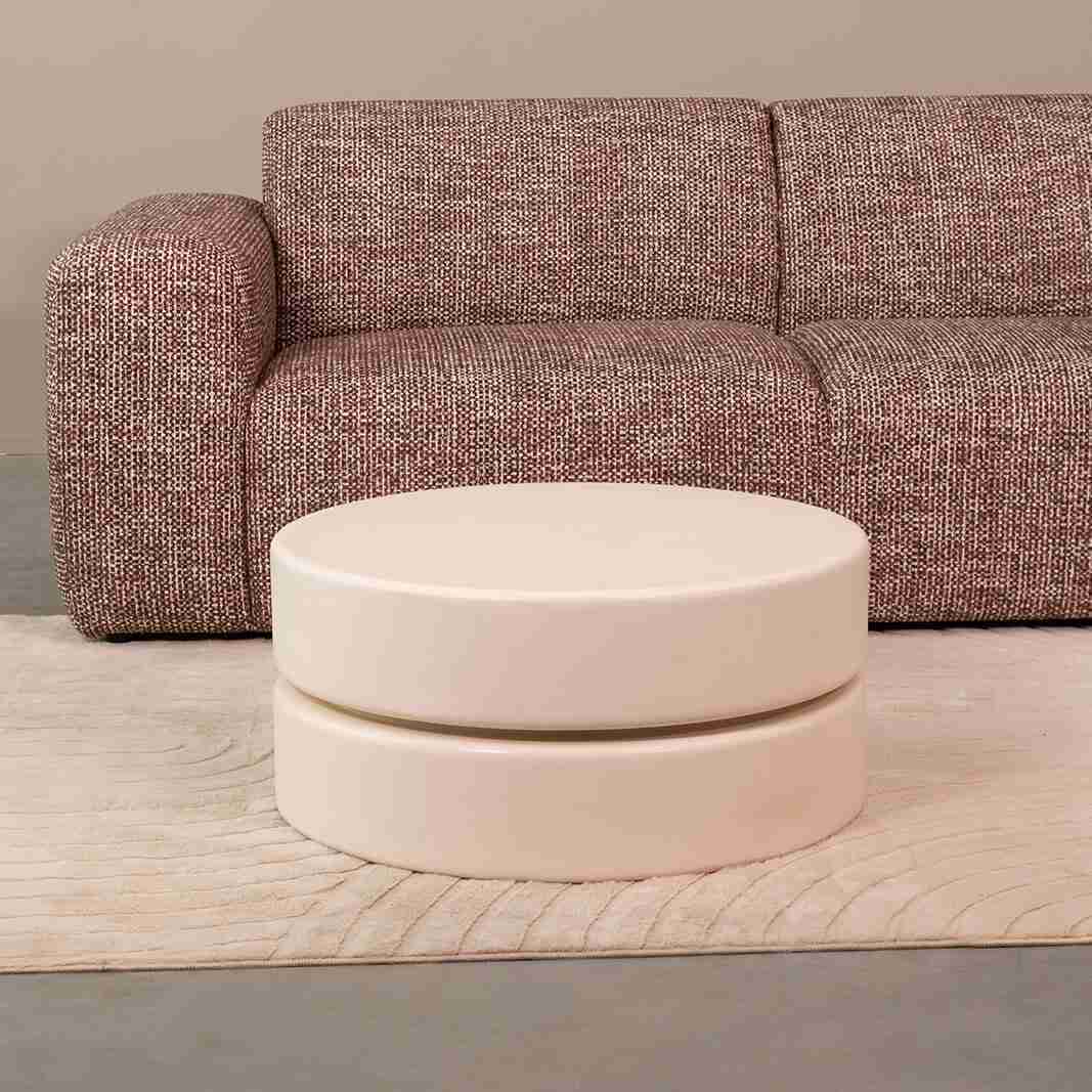 LABEL51 Ronde Salontafel Milly Mangohout, 70cm - Soft Sand