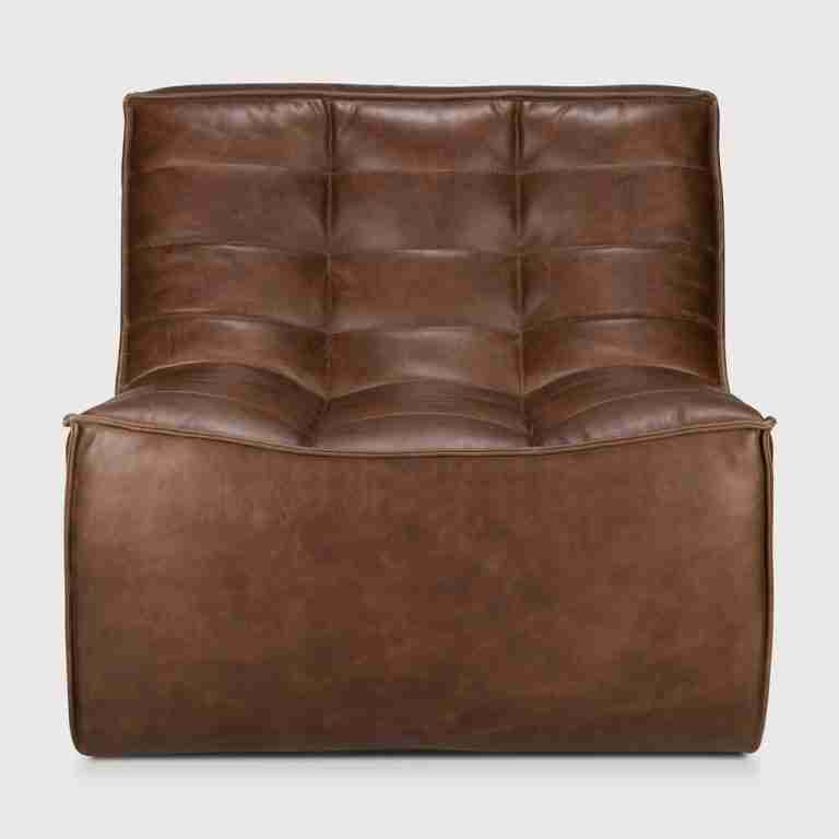Ethnicraft Modulaire Bank N701 1-zits, Leder - Chestnut
