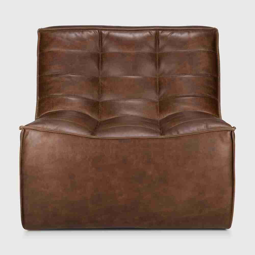 Ethnicraft Modulaire Bank N701 1-zits, Leder - Chestnut