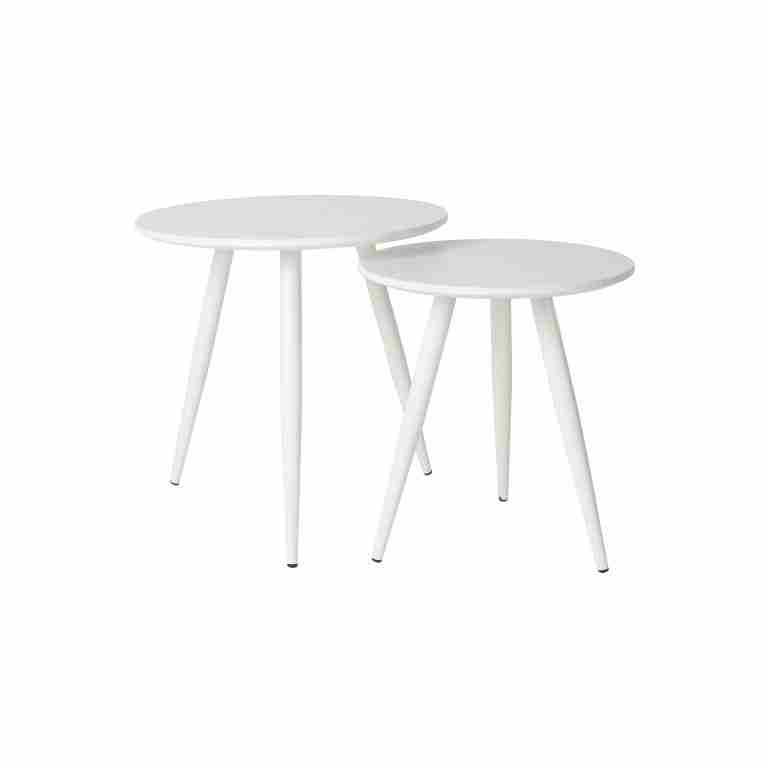 Bijzettafel 'Kevan' set van 2 stuks, kleur Wit